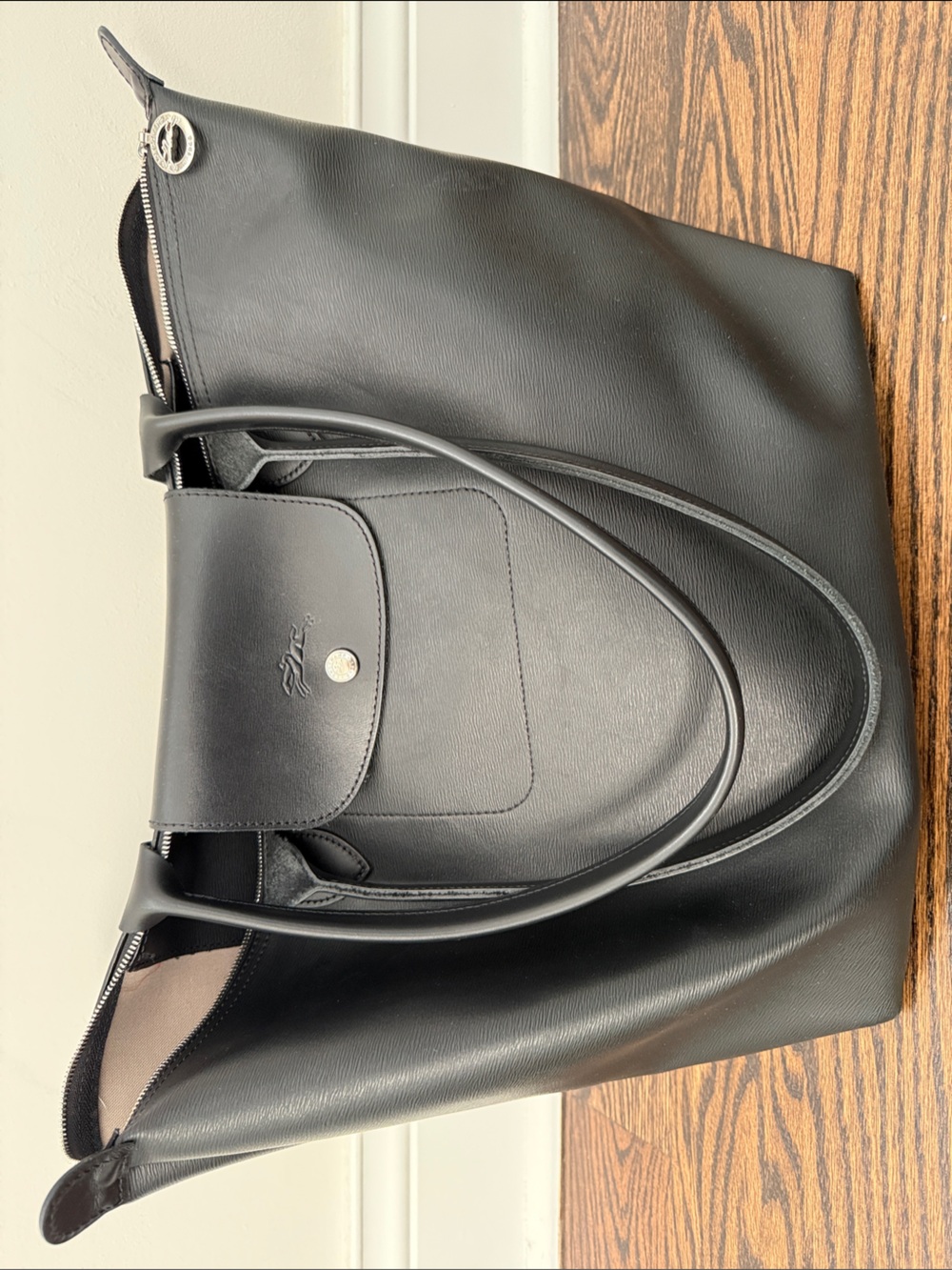 Longchamp Le Pliage Black City Large Tote with Top Handles - Picture 3 of 5